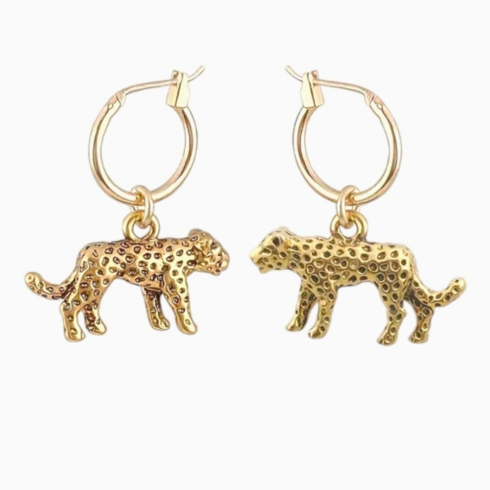 Leopard Charm Small Hoop Earrings